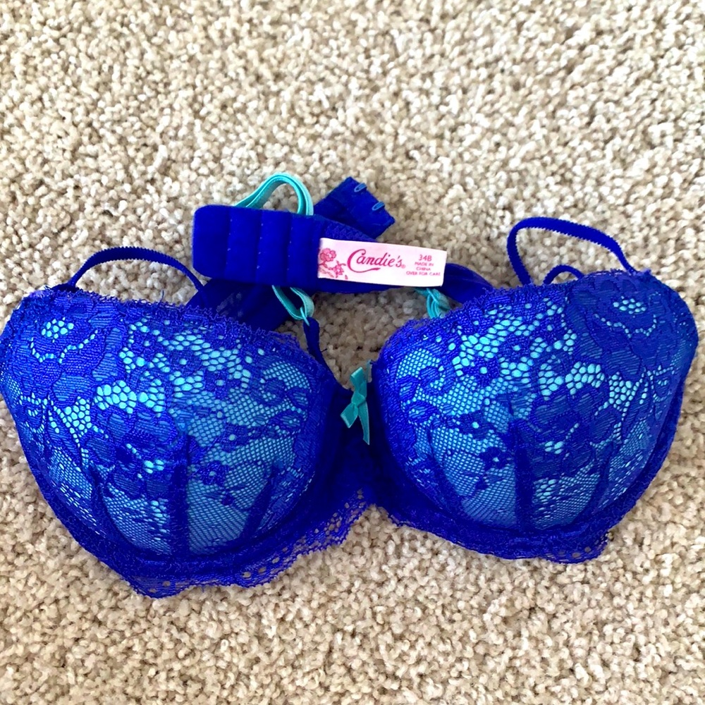Candies blue and baby blue lace bra size 32B
